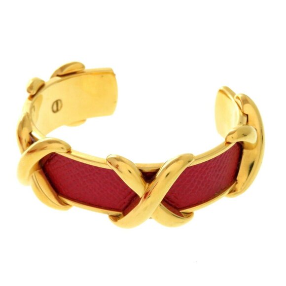 HERMES Red Leather Bracelet - Picture 1 of 4